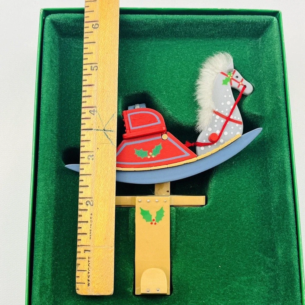 Vintage Hallmark Old‎ Fashioned Rocking Horse Christmas Stocking Hanger 1983